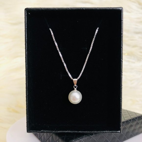 Solid 925Sterling Silver Pearl Necklace - Picture 7 of 15